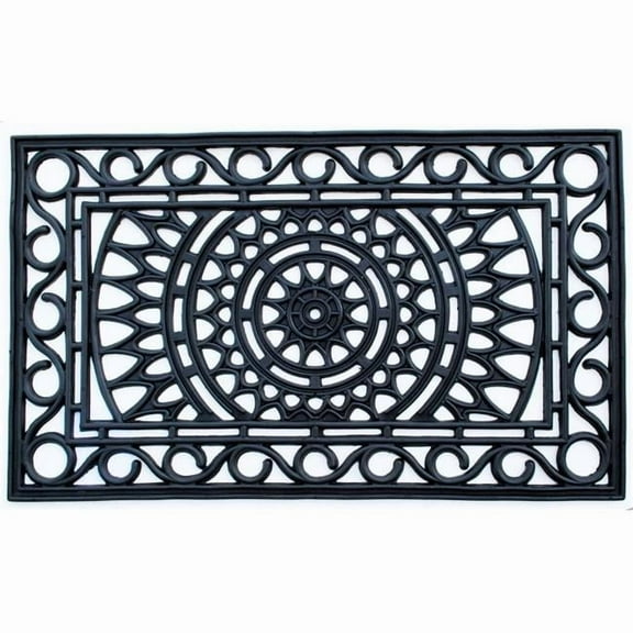 HomeRoots 573956 24 x 36 in. Black Rubber Outdoor Machine Made Door Mat