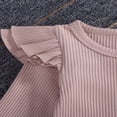 thumbnail image 4 of Newborn Baby Girl Boy Romper Bodysuit Top Ribbed Bell Bottom Pants Set 2Pcs Outfits, 4 of 6
