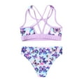 thumbnail image 6 of TiaoBug Kids Girls 3 Piece Swimsuit Criss Cross Bikini Set Hawaii Surfing Floral Print Bathing Suit Pool Party Swimwear Butterfly 12, 6 of 7