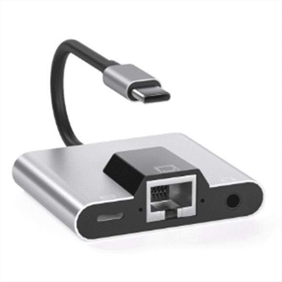 Type-C to Ethernet LAN Network Adapter Hub USB C to 3.5mm Audio PD Fast Charging Docking Station for Laptop Mobile Phone,1 x Type-C Adapter