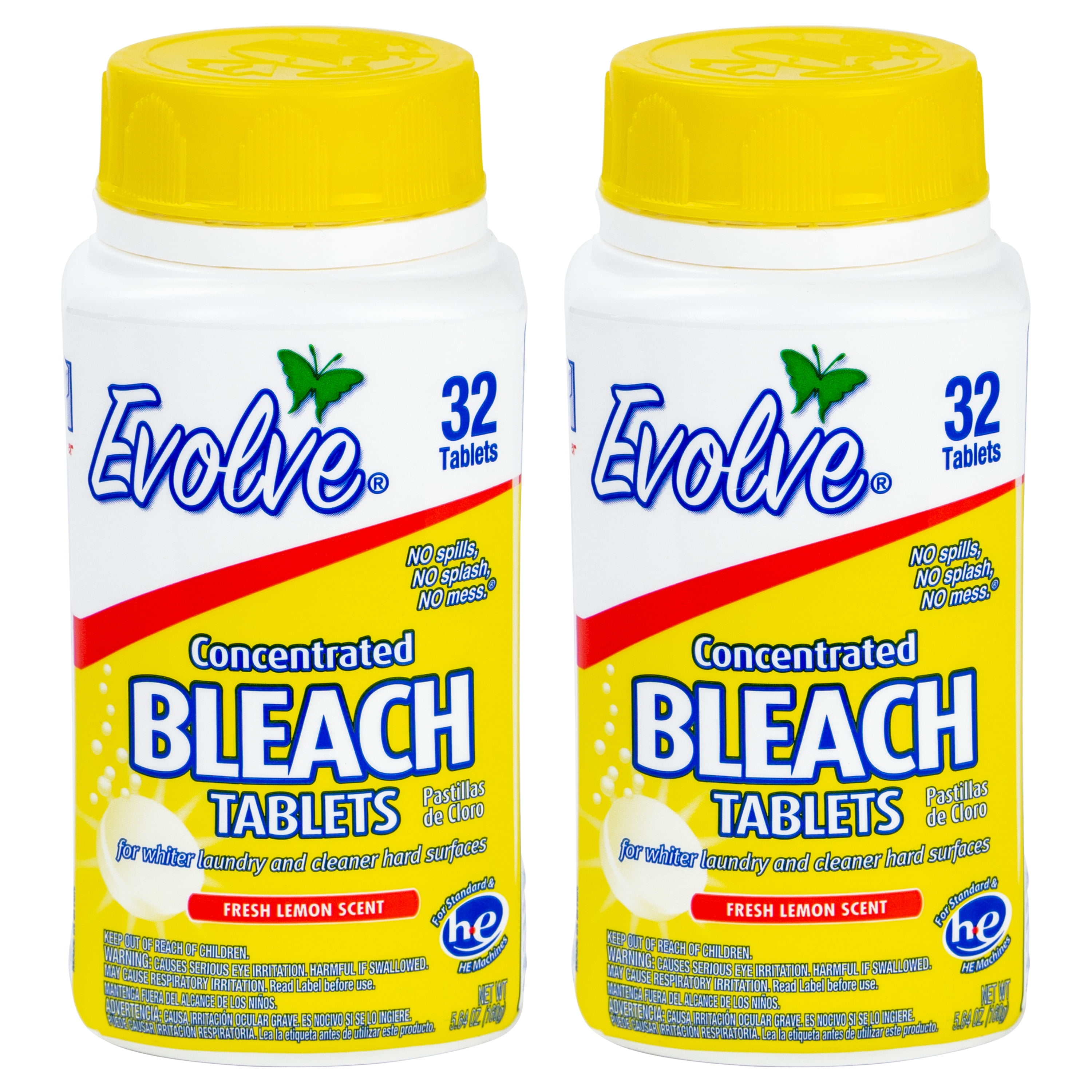 (3 pack) Evolve Concentrated Bleach Tablets, 5.64 oz, Fresh Lemon Scent, 32 Count, 2 Pack