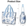 thumbnail image 3 of Tote Bag for Women - Blue Floral Pattern Shoulder Bag - Large Utility Work Duffle Bag with Zipper Handbag for Travel, Work, Sprots, 3 of 5