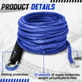 thumbnail image 3 of Blue Synthetic Winch Rope 3/8'' x 50ft 26, 500 Lbs Synthetic Winch Line Cable Rope with Protective Sleeve for Off Road Vehicle 4WD SUV Truck ATV UTV SUV, 3 of 6