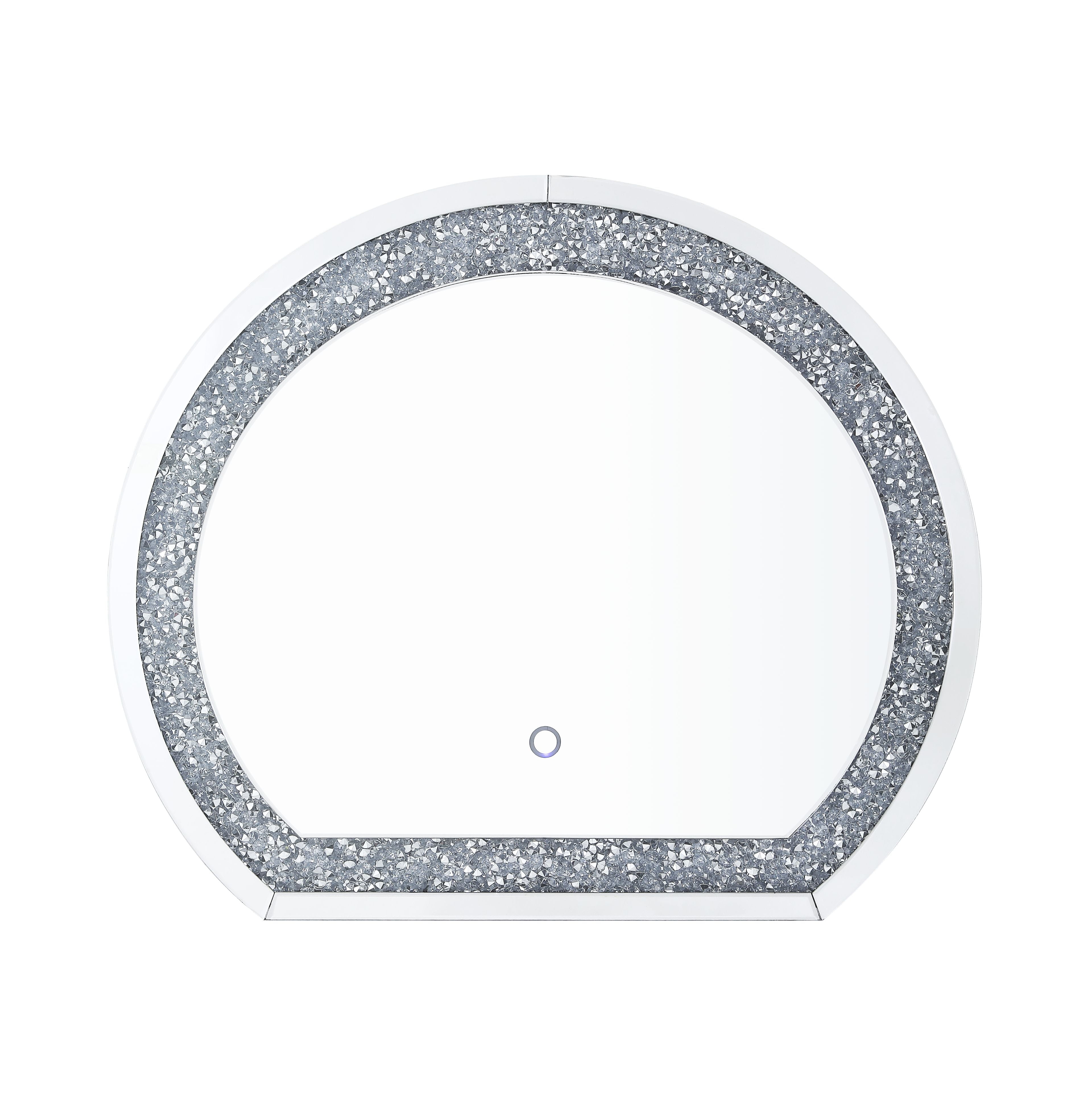 Elegant 26" Round Frameless LED Mirror with Faux Diamonds