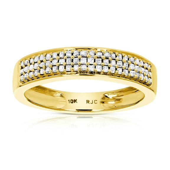 Vir Jewels 3/8 CTTW 3 Row Princess Cut Diamond Wedding Band 10K Yellow Gold Size 7 Female Adult