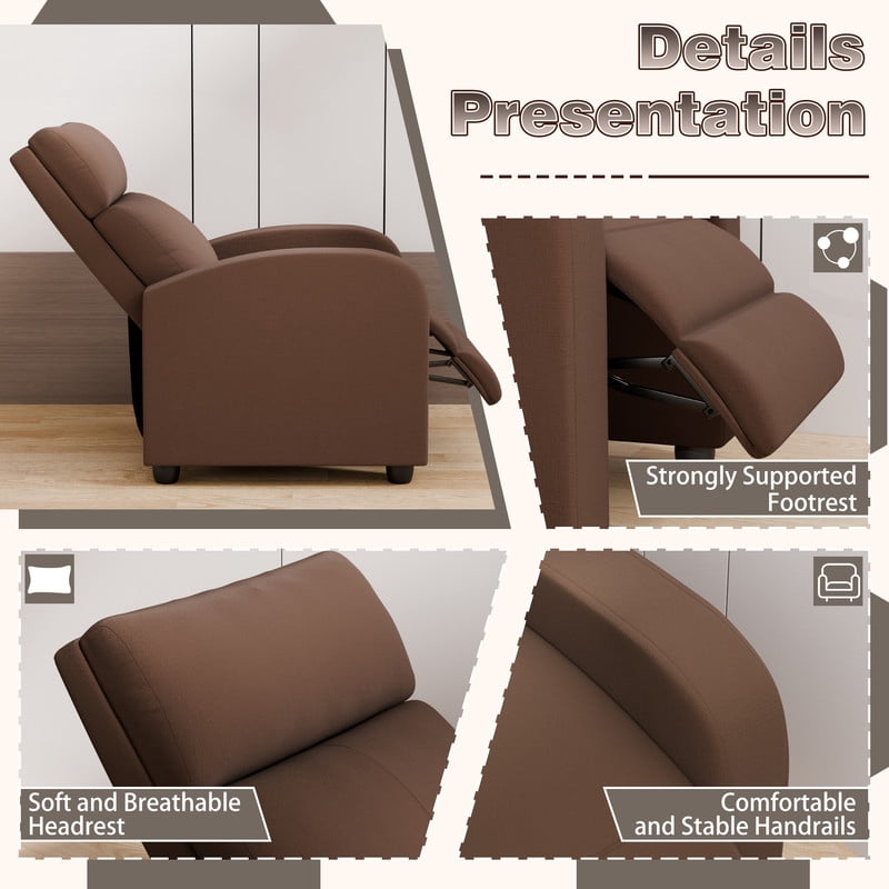 Vineego Recliner Chair - Adjustable Backrest, Ergonomic Support & Compact Design for Living Room
