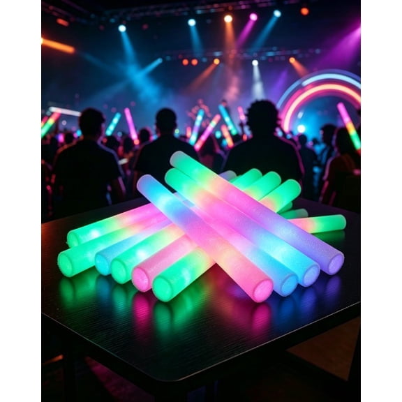 20 Pack Foam Glow Sticks, LED Light Up Foam Sticks, Reusable Party Glow Sticks for Halloween, Concert, Wedding, Birthday Favors