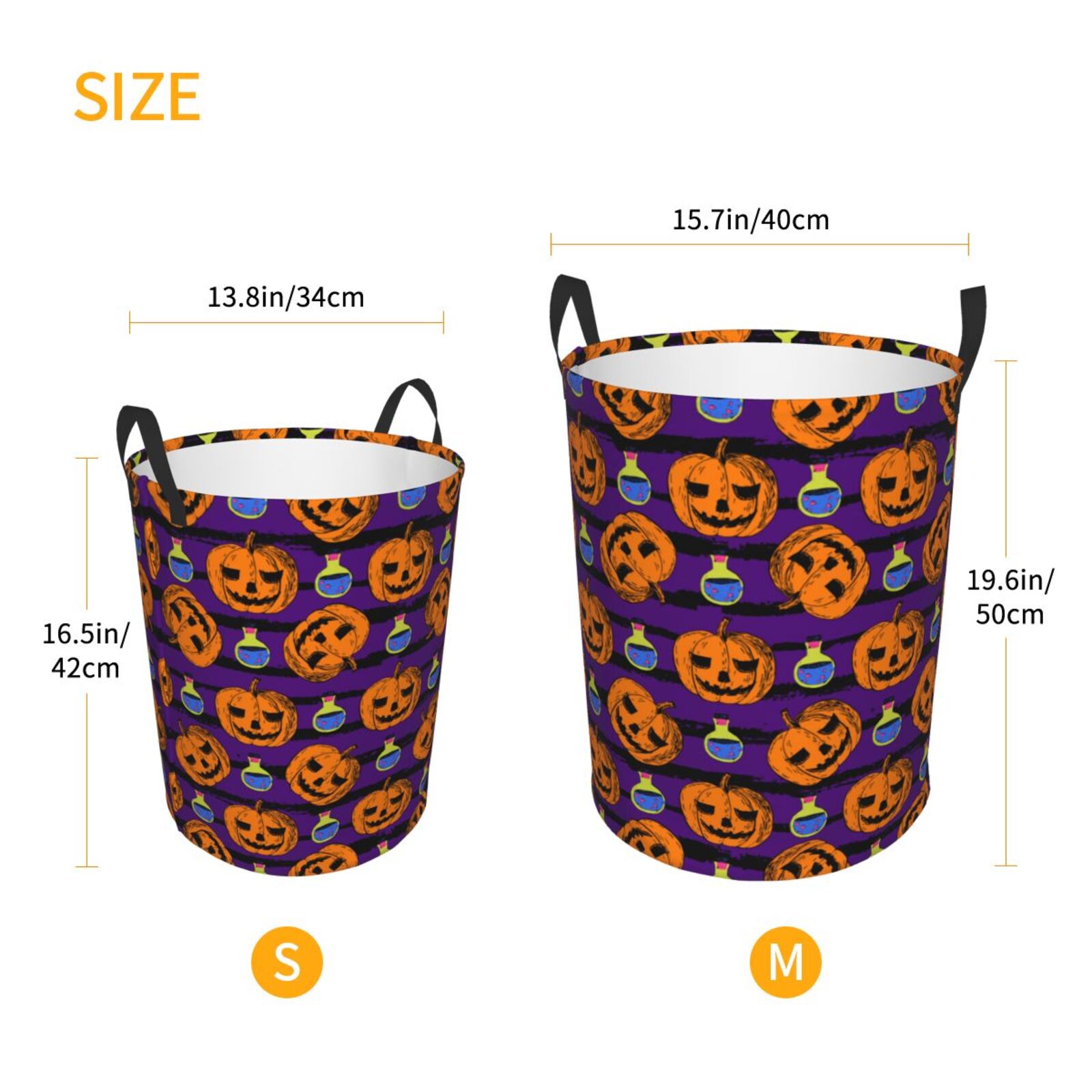 Large Laundry Basket with Handles - pumpkins halloween contexts Kids Baby Dirty Clothes Laundry Hamper for Bedroom Aesthetic