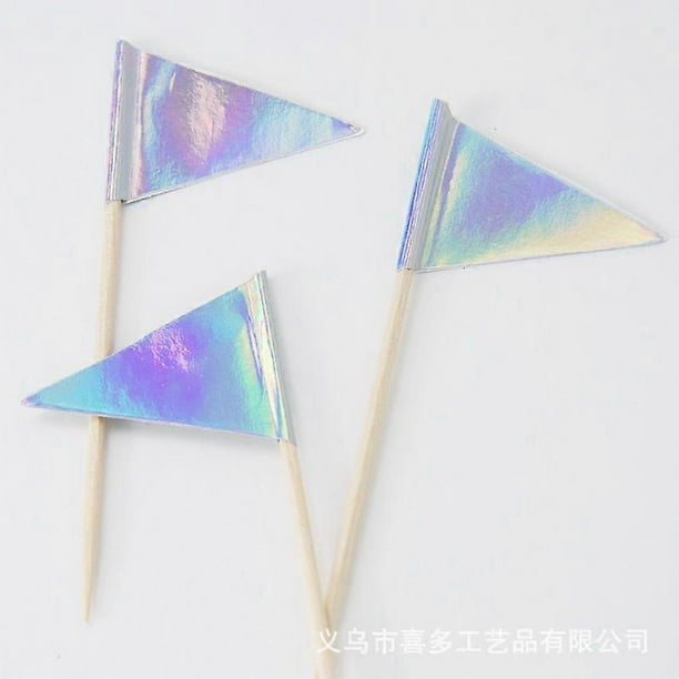 12pcs Cupcake Flags On Sticks: Triangle Toothpick Flags For Cake Decorations - Cupcake Topper Party Food Picks For Birthday Wedding Holiday