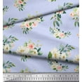 thumbnail image 3 of Soimoi Blue Rayon Fabric Leaves & Ranunculus Floral Printed Craft Fabric by the Yard 58 Inch Wide, 3 of 3