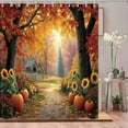 thumbnail image 7 of Fall Shower Curtain Autumn Forest Harvest Pumpkins Thanksgiving Bathroom Curtains Set, Romantic Rustic Farmhouse Waterproof Polyester Fabric Bath Decor with hook-48"W x 72"L (Pack of 1), 7 of 7