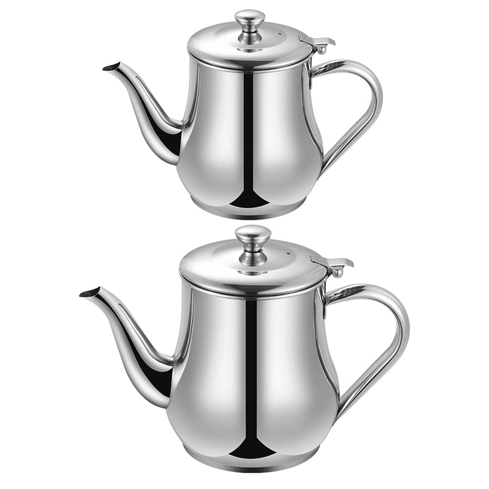 2Pcs Stainless Steel Oil Pot Metal Oil Strainer Pot Kitchen Oil Container Large Oil Canister Oil