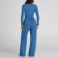 thumbnail image 5 of VBVC No Boundaries Women's Slimming Long Sleeve 2 Piece Sets,Womens Warm Crewneck Fall Outfits,Wide Leg Drawstring Tracksuit For Ladies,Blue,Size XXL, 5 of 9
