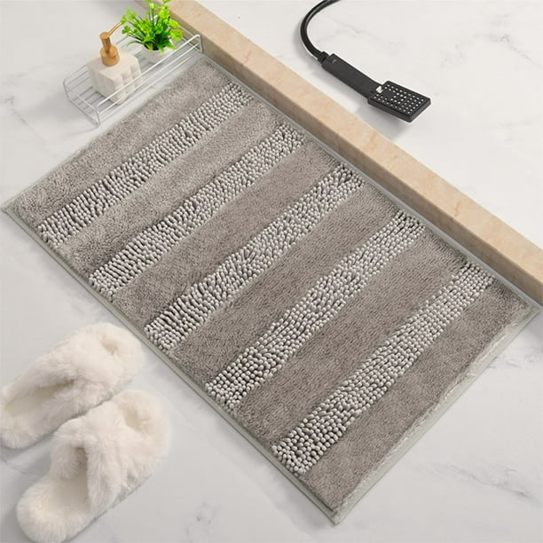 Alfombra de baño antideslizante de hilo perlado | Alfombra absorbente de poliéster suave de 40,6 x 60,9 cm | Alfombrilla de pedal de secado rápido para la entrada del baño | Alfombra moderna para