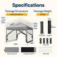 thumbnail image 5 of SPECSTAR 10'x 10' Easy Pop-Up Canopy with Mesh Netting, Instant Outdoor Screened tent with Mosquito Netting, 2 Zipper Doors and Roller Bag for Yard Camping Picnic Party Events, Gray, 5 of 9