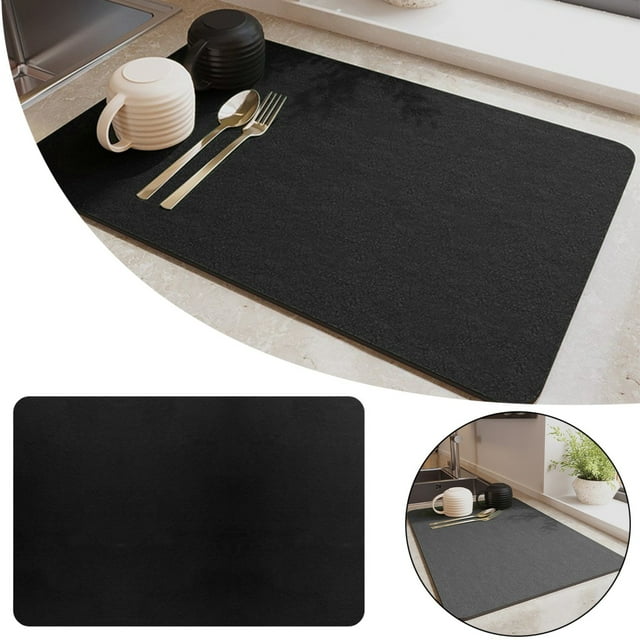 Coffee Maker Mat Black, Coffee Mat Quick Absorbent Hide Stain Kitchen Counter Mat Rubber Coffee Bar, 11.7*1.95*1.95In, a Coffee Mat, Meiiso