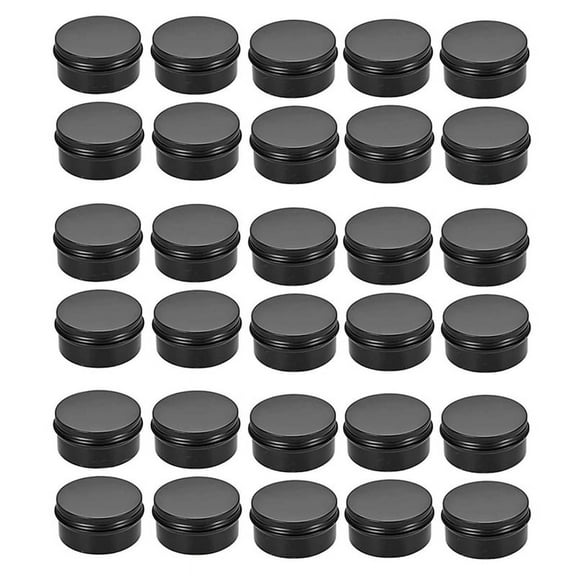 30Packs Empty Jars 80Ml Black Round Aluminum Tin Cans Screw Top Metal Steel Tins Lip Balm Tins Box Cosmetic Containers