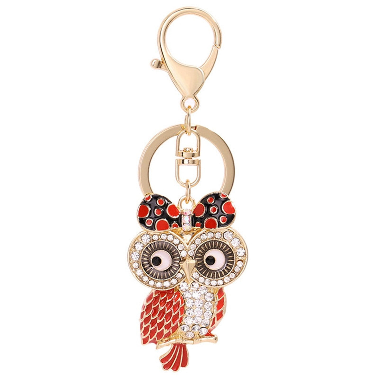 Creative Bule Eyes Lovely Owl Charm Pendant Crystal Purse Bag Car Key Ring Chain 