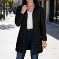 thumbnail image 2 of Smupbvky Womens Long Puffer Coat Stand Collar Two-Way Zip Up Lightweight Quilted Jacket Winter Outdoor Warm Outerwear (2XL, Black), 2 of 9