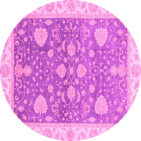 Ahgly Company Indoor Round Oriental Pink Traditional Area Rugs, 8' Round