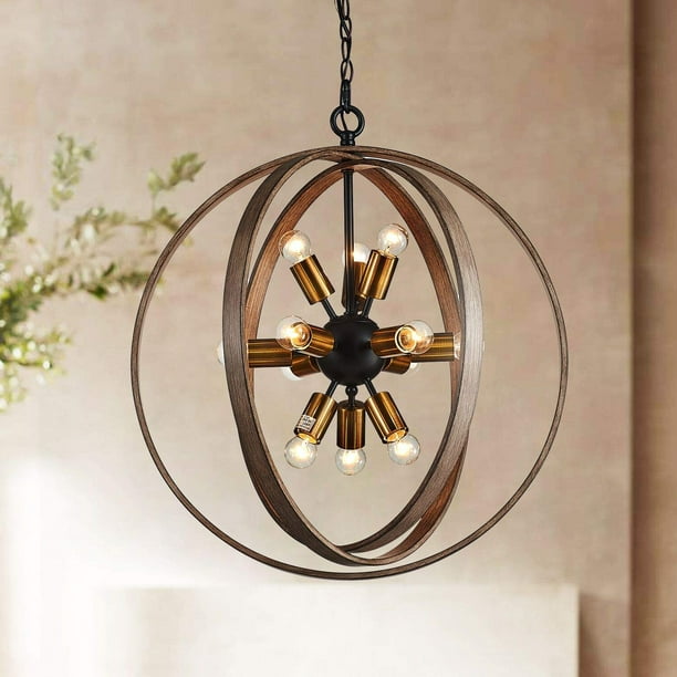 Saint Mossi Antique Chandelier Lighting In Brass Finish Globe Pendant Light With 12 Lights Rustic Farmhouse H25 X D25 Adjustable Chain Com Saint Mossi Antique Chandelier Lighting, Antique Chandelier Light Fixtures