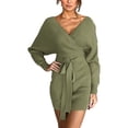 thumbnail image 1 of Mini Vestido De Suéter, Vestido De Punto De Abrigo Súper Suave De Manga Larga De Murciélago De Moda Con Cinturón Para Primavera Invierno Otoño ANGGREK Otros, 1 of 5