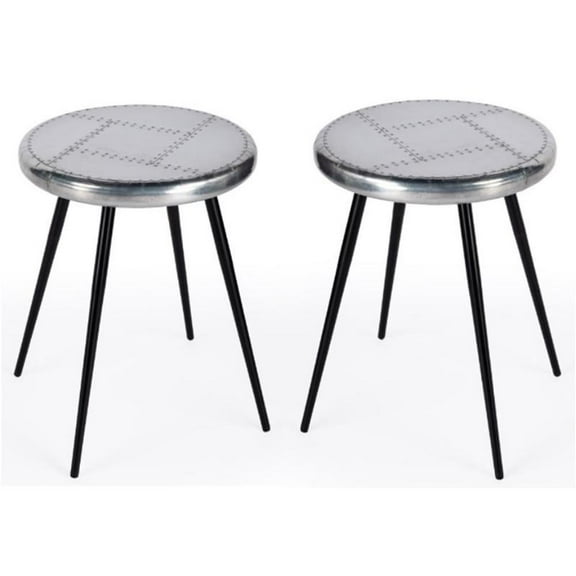 Home Square Metal Aviator Accent Table in Silver Finish - Set of 2