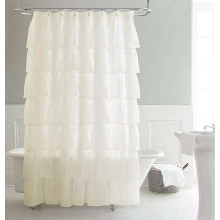 Chezmoi Collection Crushed Voile Sheer Shabby Chic Ruffle Shower