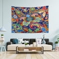 thumbnail image 5 of Retro India Paisley Flower Tapestry Wall Hanging Tapestries Happy Colorful Hippie Psychedelic Art Polyester Carpet Wall Decorative for Living Room Bedroom 60x51inch, 5 of 7