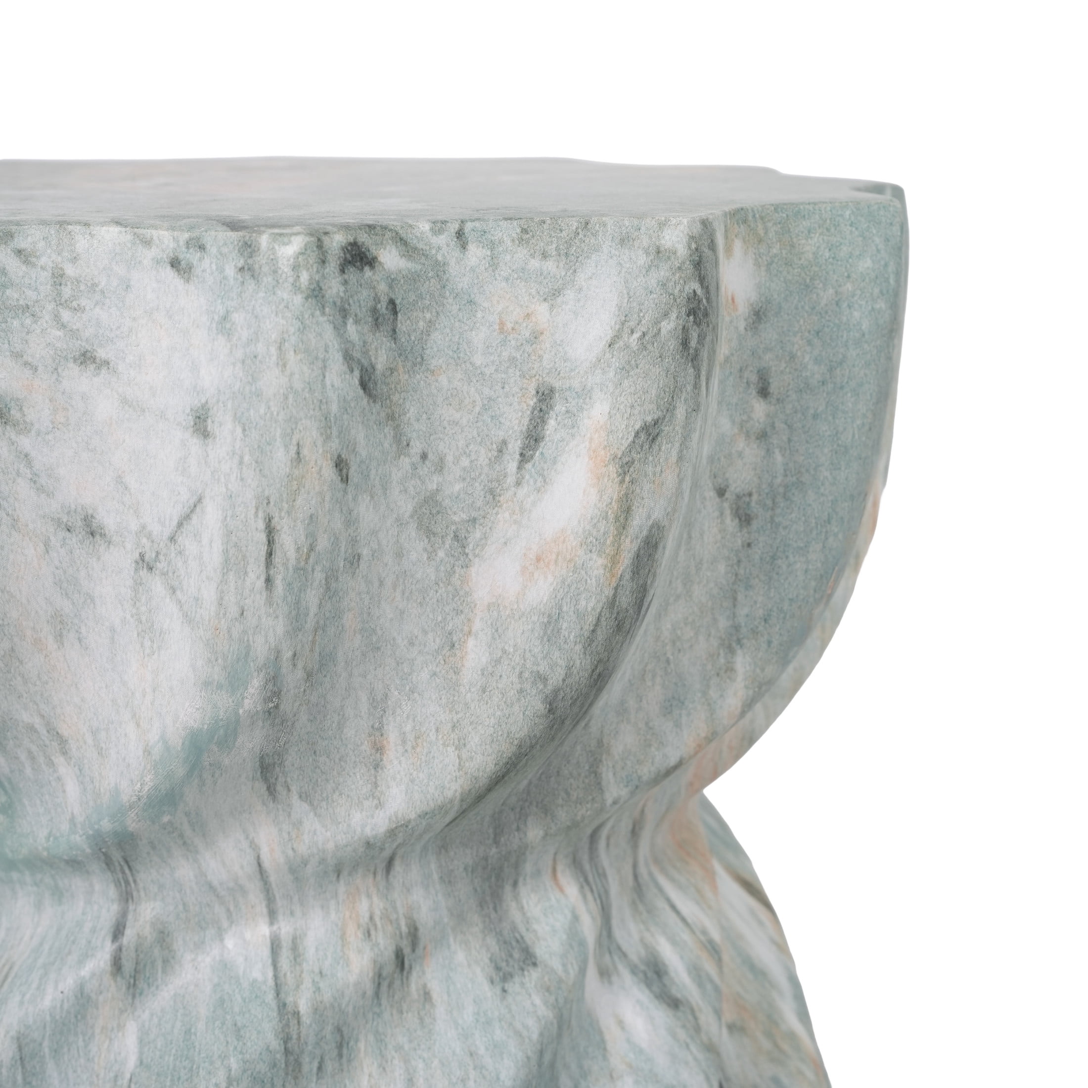 Christopher Knight Home 19" Indoor Outdoor Lightweight Concrete Hourglass Accent Side Table, Green Marble
