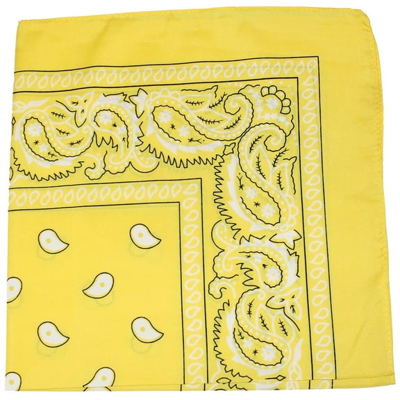 Mechaly Paisley Polyester Unisex Bandanas - 12 Pack - Dozen Wholesale (Yellow)
