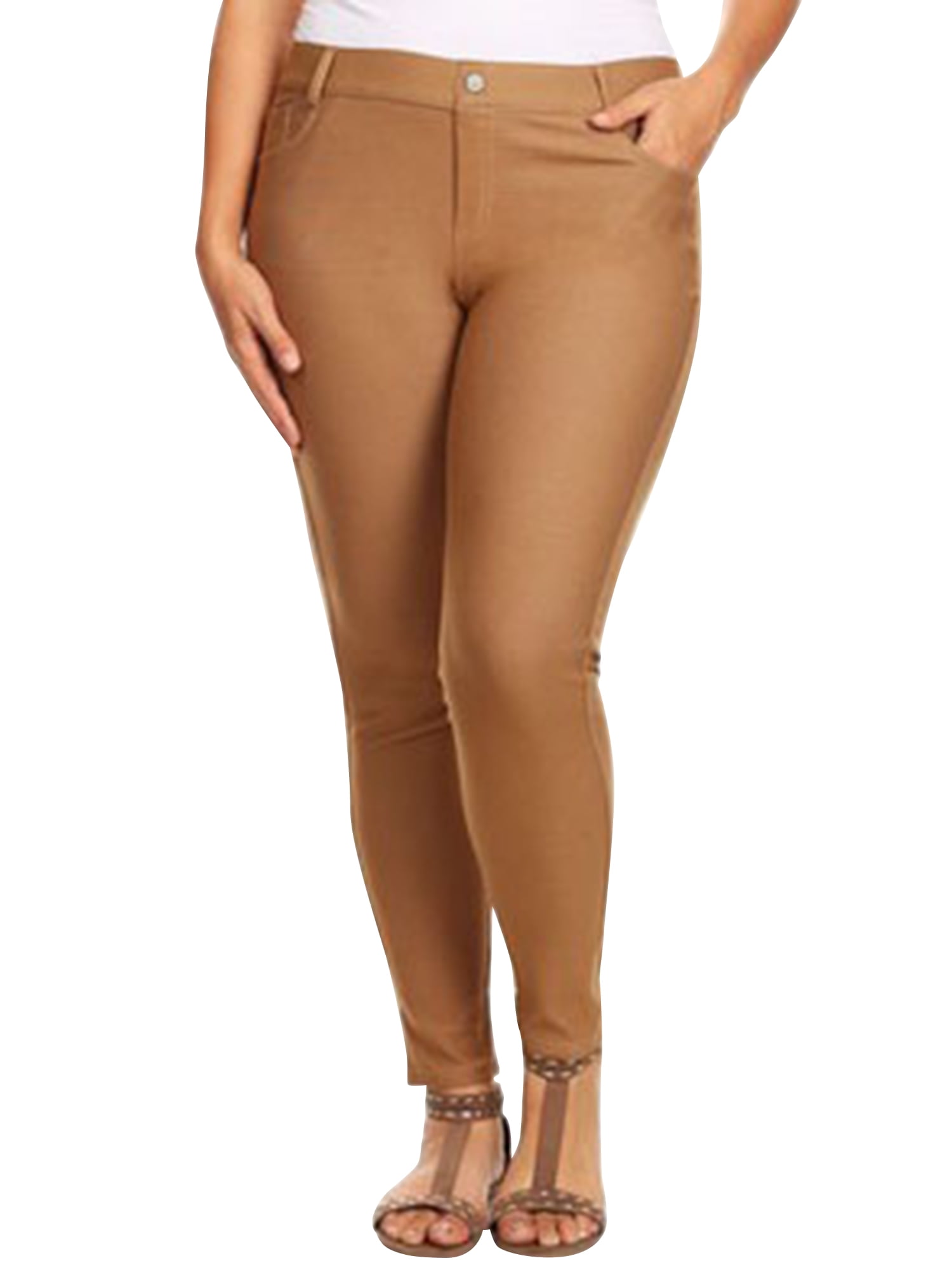 kvælende Crack pot Middelhavet Luxury Divas Plus Size Khaki Tan Denim Womens Adult 5-Pocket Stretchy  Jeggings Size X-Large - Walmart.com