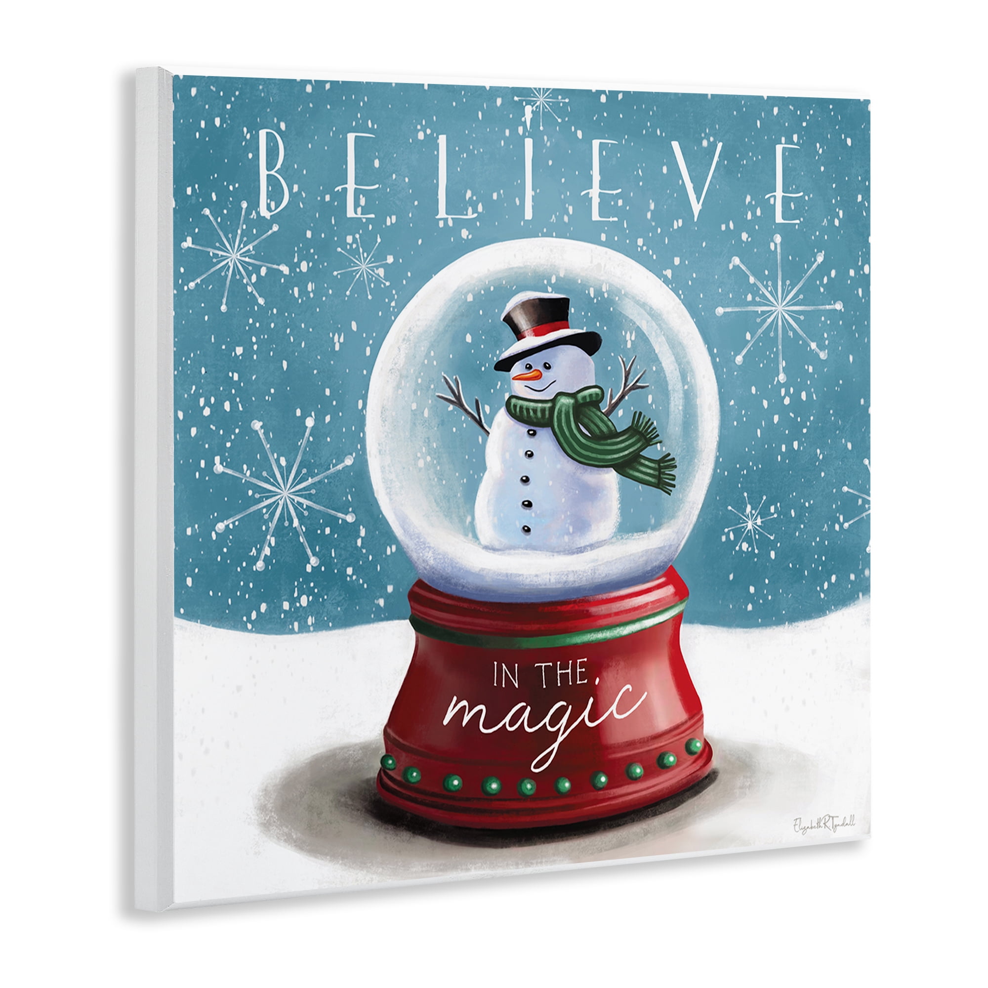 Stupell Industries Believe In Magic Snowglobe Holiday Painting Unframed Art Prints Wall Art, 12 x 12