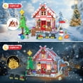 thumbnail image 3 of Christmas Gingerbread House Building Block for Girls Age 8-12 with LED Lights, Pink Christmas Village House Blocks Set with Christmas Tree and Train, Perfect Xmas Holiday for Adults and Kids, 1288Pcs, 3 of 6