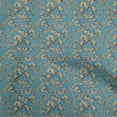 thumbnail image 1 of oneOone Cotton Jersey Teal Blue Fabric Floral Ditsy Sewing Material Print Fabric By The Yard 58 Inch Wide, 1 of 4