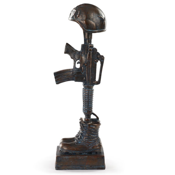 Napco Military Soldier Battle Cross Patina 11.75 Inch Resin Decorative Indoor Outdoor Garden Statue