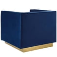 thumbnail image 4 of Tufted Armchair Accent Chair, Set of 2, Velvet, Blue Navy, Modern Contemporary Urban Design, Living Lounge Room Hotel Lobby Hospitality, 4 of 4