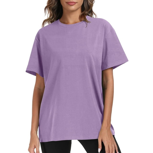 Hauts d'Été pour Femmes Couleur Unie T-Shirts Basiques Col Rond Manches Courtes T-Shirts Décontractés