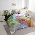 thumbnail image 3 of Chic Watercolor Bedding Twin Size 7pcs Green Purple Red Marble Comforter Set, Stone Pattern Bedding Comforter Sets Tie Dye Bed in a Bag, Aesthetic Foil Print Bedding Accessories, 3 of 6