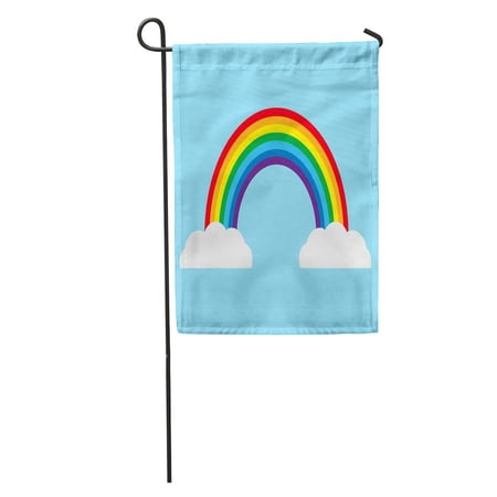 SIDONKU Blue Painting Rainbow and Cloud Colorful Abstract Bright Butterfly Clipart Garden Flag Decorative Flag House Banner 12x18 inch