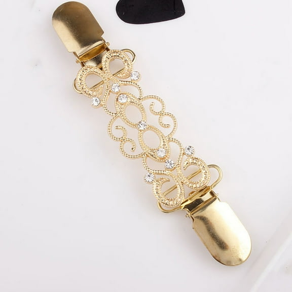 FONDOTIN Chic Cardigan Clip For Women Decorative Clothing Cinch Clips Golden 2Pcs 5.1x1x0.4in