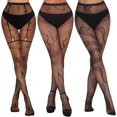 thumbnail image 1 of Lace Patterned Fishnet Tights for Women Black Fishnets Leggings Lace Tights, 1 of 6