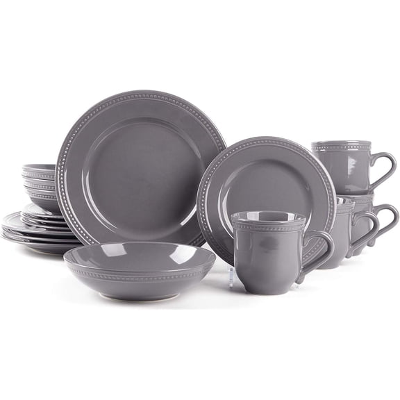 Stoneware Dinnerware Set (16-Piece, Grey)