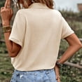 thumbnail image 4 of Women Summer Tops Women's Summer New Solid Color Button Up Cardigan With Tie Up Short Sleeves Womens Tops Casual Fit Stretch T Shirt Women Athletic Shirts Shorts Colorful Undershirts Ladies Beige S, 4 of 5