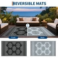 thumbnail image 4 of Garvee 8'x10' Waterproof Outdoor Rug, Modern Reversible Plastic Straw Patio Rug Foldable Lightweight RV Picnic Mat, Geometric Outdoor Carpet for Deck Balcony Porch, Black and White, 4 of 9