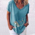 thumbnail image 2 of Birdeem Mode Femme T-Shirt Col en V Imprimé Blouse Hauts Chandail en Molleton, 2 of 4