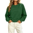 thumbnail image 3 of Women Loose Fit Cropped Sweatshirt Sevevn Crew Neck Long Sleeve Pullover With Kangaroo Pocket For Spring Fall Daily Wear, 3 of 8
