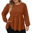 thumbnail image 4 of yillto Plus Size Womens Sweaters Long Sleeve Ribbed Knit Lightweight Ruffle Hem Fashion Tunics Tops, 4 of 7