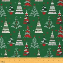 Homewish Green Christmas Tree Fabric by the Yard 1 Yard for Teens, Happy New Year Room Decor Fabric by the Yard, Kawaii Cute Cartoon Sewing Fabric, Luxury Bedroom Decor
