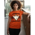 thumbnail image 3 of I Ghost People All Year Funny Halloween Skater Women's T-shirt, XL, Orange, 3 of 6